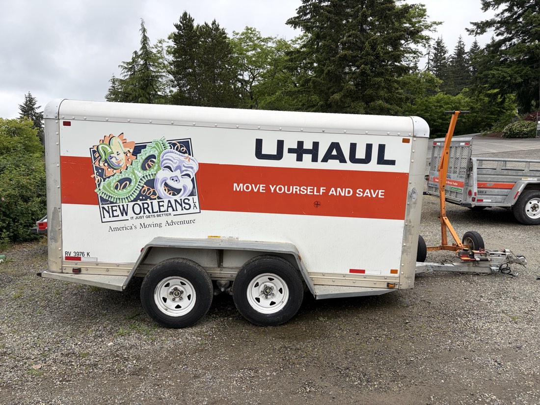 Enclosed U-Haul cargo trailer at ABC Storage